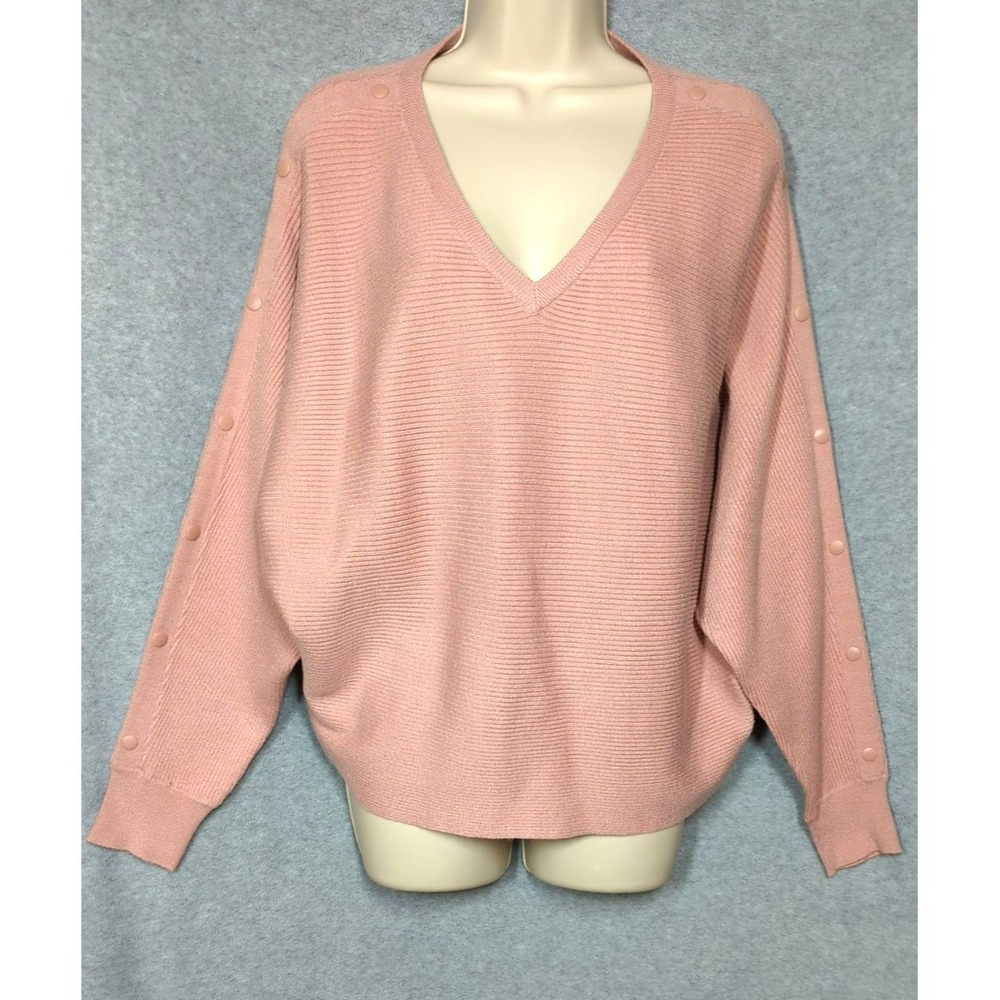 New Catherine MALANDRINO Sweater M Blush Pink Blk Label Dolman Sleeve Polished